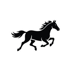 Fototapeta premium running horse black silhouette icon isolated on white