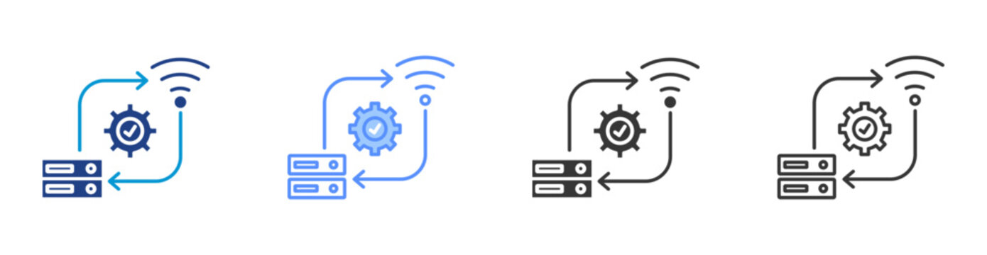 System integration icon set multiple style collection	