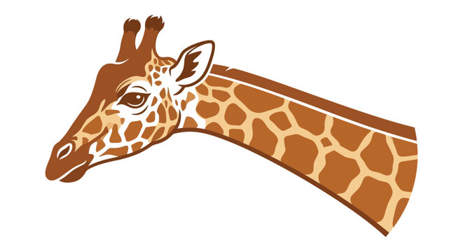 Giraffe head illustration stylized vector graphic on white background
