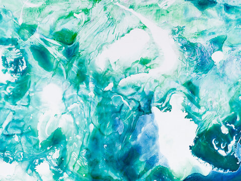 Abstract fantastic blue and green hand painted background