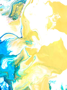 Blue and yellow abstract creative hand painted background