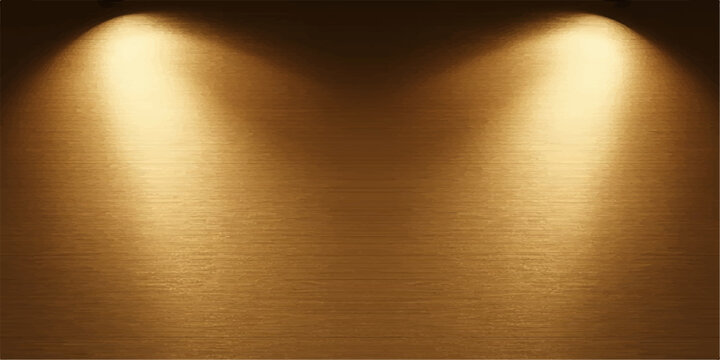 A shiny golden stage lights background with a brushed metallic steel texture and a silver aluminum plate pattern design