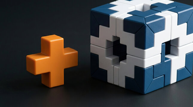 Puzzle piece Toy puzzle Blue puzzle White puzzle Orange puzzle Geometric toy Interlocking pieces 3D puzzle Educational toy Abstract shape Puzzle block Plastic toy Brain teaser Creative play