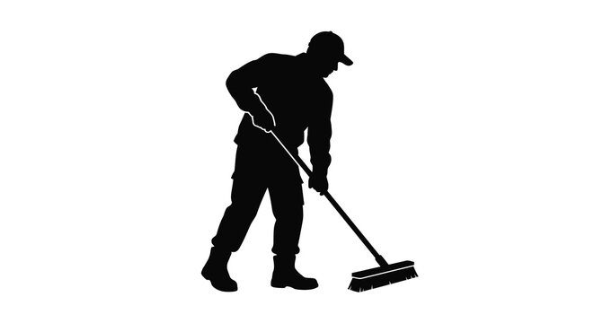 street sweeper silhouette on white background