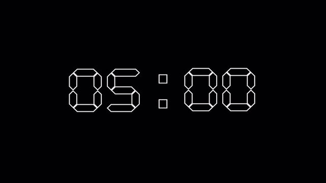 15 second timer count UP mwith transparent background, displays digital clock set to 15:00. presentations, videos, and educational materials.