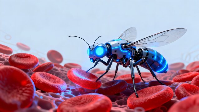 Robot insect on red blood cells