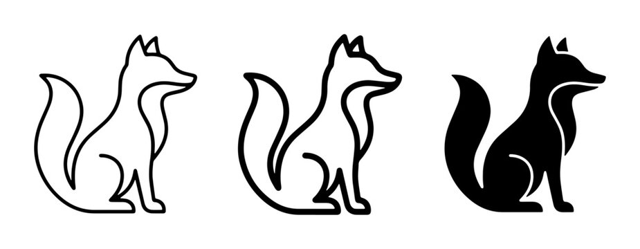 Minimalist Fox Icons, Vector Silhouettes, and Line Art Illustrations for Wildlife and Nature Designs