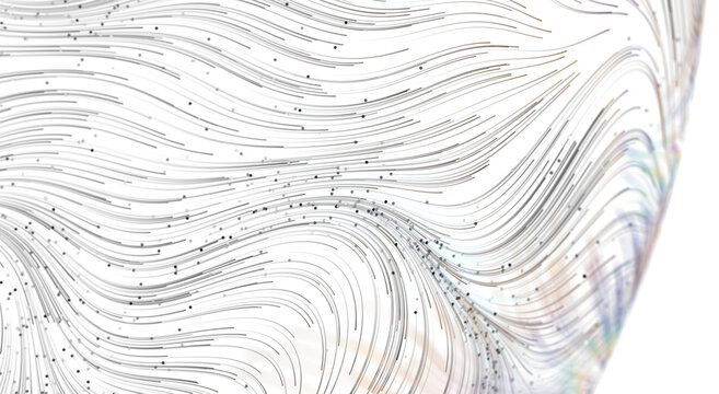Detailed abstract background with dynamic flowing lines and tiny particles suggesting motion and ene