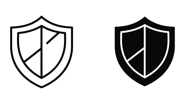 Minimalist shield icon with diagonal cross design