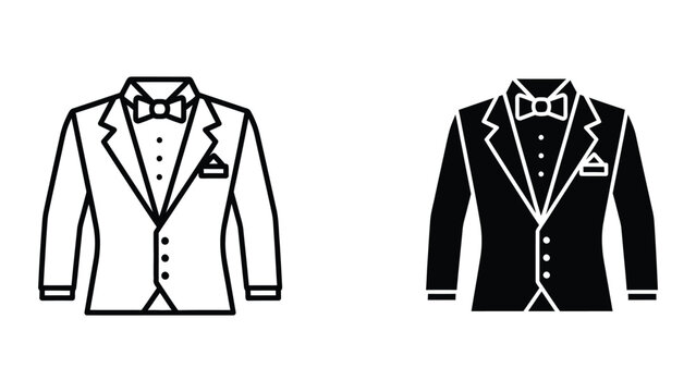 Black and white tuxedo suit with bow tie vector illustration