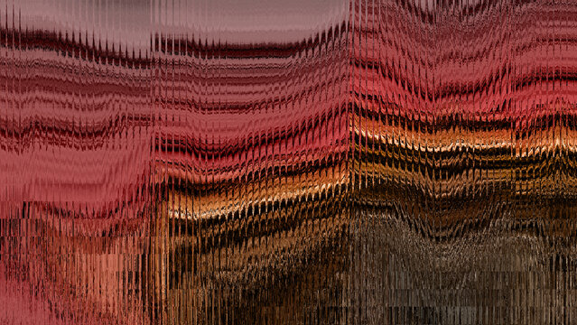 Abstract wavy pattern with horizontal layers of red, orange, and brown