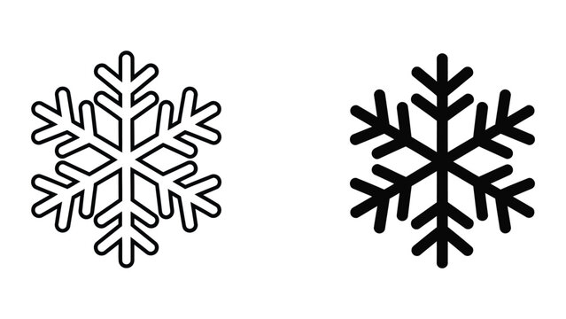 Simple black and white snowflake vector icons
