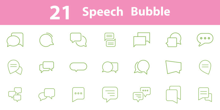 Speech bubble line icons collection. chat message and speech bubble line icons set, communication dialog conversation comment reply talk discussion thought arrow and chatbox symbols. eps 10