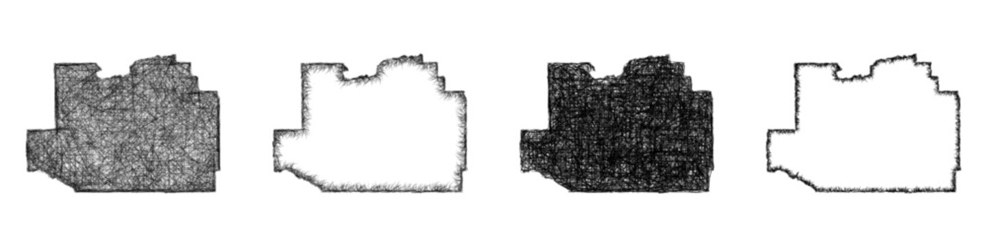 Monochrome sketch Marion County (Florida) outline map design set