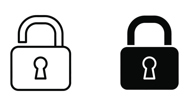 Open and closed padlock icon set