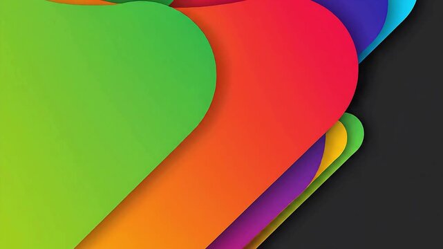 Vibrant abstract background with overlapping curved shapes in a spectrum of bright colors, creating a dynamic and modern visual design.