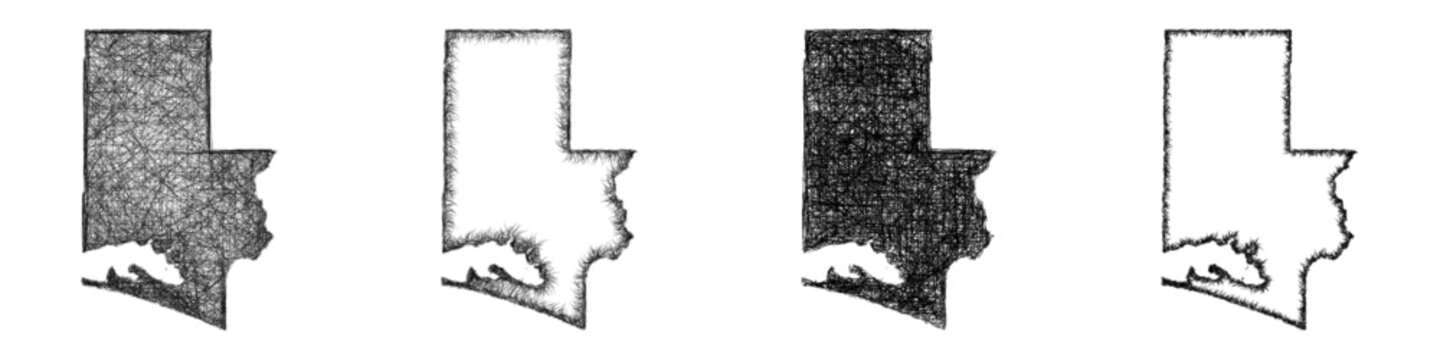 Black and white sketch Walton County (Florida) outline map design set