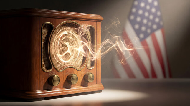 fourth of july 4 independence day vintage radio national anthem patriotic retro classic nostalgic americana antique broadcaster evoking historic celebrations for retro editorial nostalgia themes