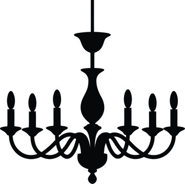 Elegant classic ceiling lamp silhouette vector illustration for luxury lighting furniture catalogs and decorative architectural interior element graphic design projects.