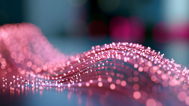 Abstract pink data stream digital wave futuristic technology background. Pink data stream, digital wave, futuristic tech, abstract background, with copy space