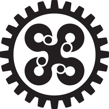 Minimalist black and white gear with the number 8080 inside 1