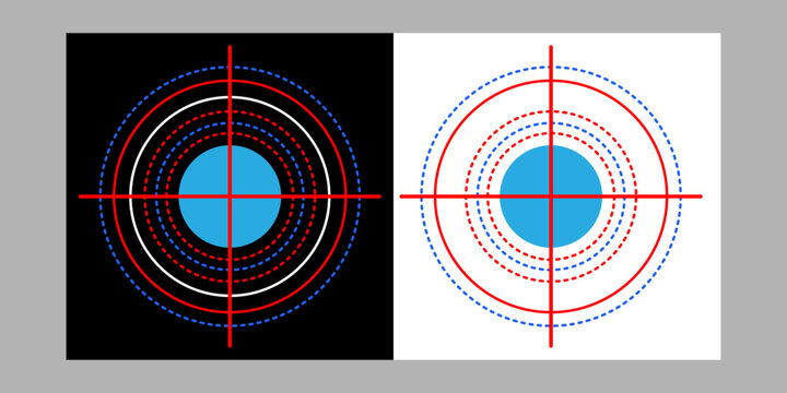 Target Aim Crosshair Vector Illustration with Circular Accuracy Marks on Black and White Background