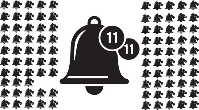 Vintage Bell Icon Set Seamless Pattern &ndash; Black Alarm, Notification and Service Bells.