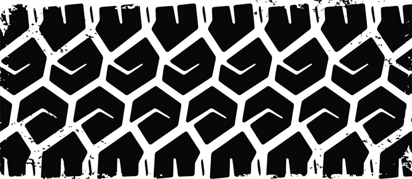 Tire tread pattern showing a heavy duty black rubber texture design isolated for automotive industry and transportation creative projects