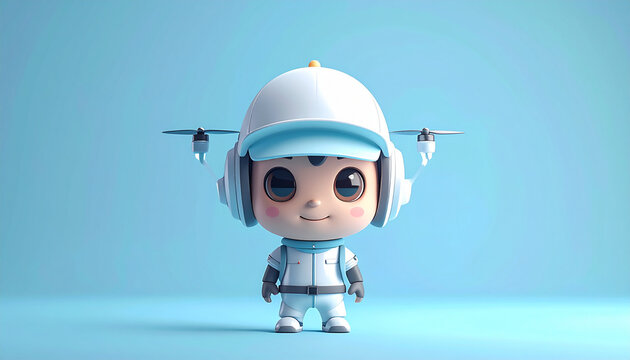 Cartoon astronaut with blue background