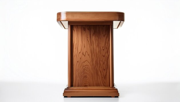 classic wooden podium lectern for public speaking and presentations isolated on white background professional wood pulpit for speech conference and academic lectures