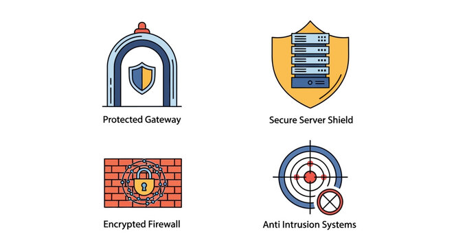 Secure Server Shield Icon Graphic.
