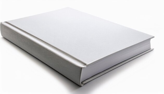 blank white hardcover book mockup in landscape orientation isolated on white background