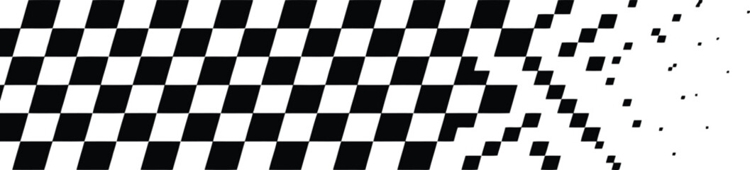 Obraz premium Checkered pattern design featuring a dynamic transition of square shapes fading into small pixels for modern artistic graphic layouts