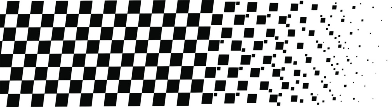 Checkerboard pattern design with a fading square pixel effect creating a modern abstract visual element for professional graphic layout projects