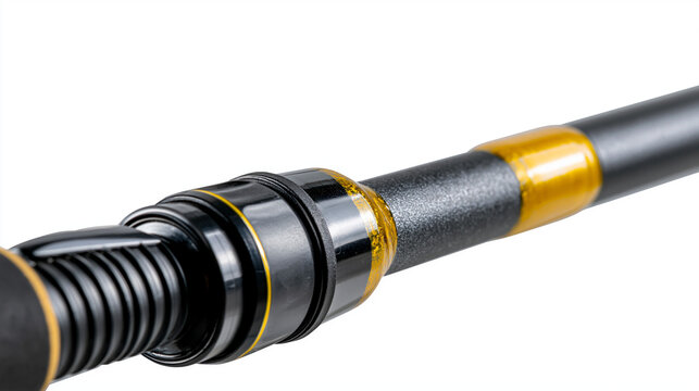 Feeder fishing rod with sensitive quiver tip and multi-section design isolated on transparent background, coarse fishing equipment, carp and bream fishing concept, angling tackle,