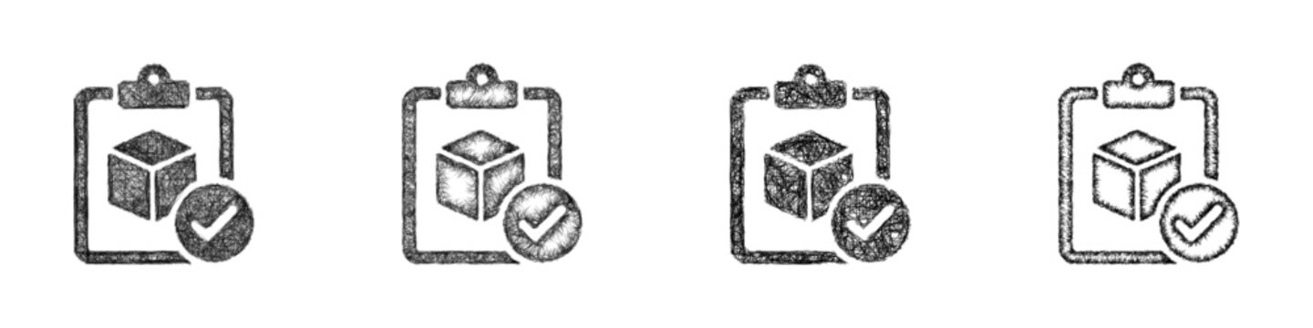 Monochrome sketch inventory count icon design set