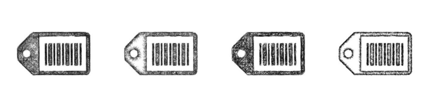Monochrome sketch sku label icon design set