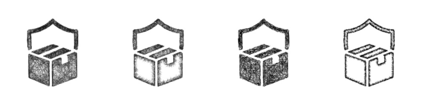 Monochrome sketch safety stock icon design set