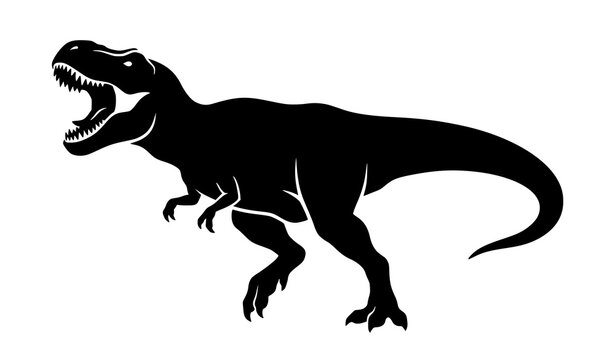 Black Tyrannosaurus Rex Dinosaur Silhouette Vector Icon