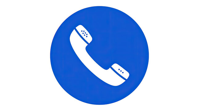 Blue circle telephone icon with white handset