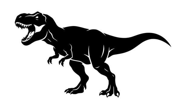 Tyrannosaurus Rex Dinosaur Black Flat Vector Illustration