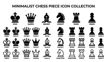 Minimal Chess Piece Icons Black Vector Illustration © MdShakil