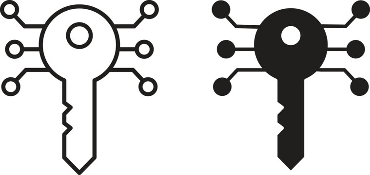 Digital key icon collection. Minimal icon and symbol