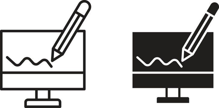 Electronic signature icon collection. Minimal icon and symbol