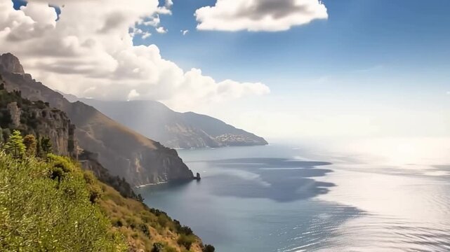 Amalfi Coast, Mediterranean Sea, Italy. Time lapse.