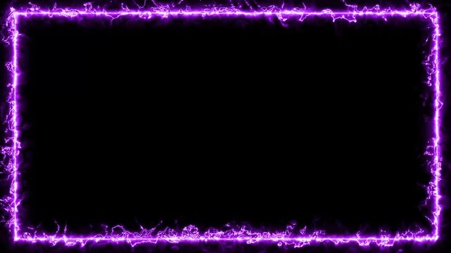 Futuristic Purple Electric Energy Frame Background 4K - Glowing Neon Lightning Border Overlay for Gaming, Streaming, and Motion Graphics
