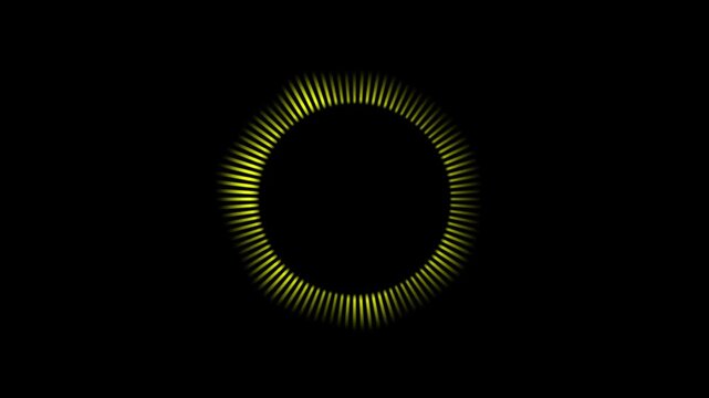 Abstract yellow equalizer audio waveform in perfect circle visualizer loop motion graphic element background