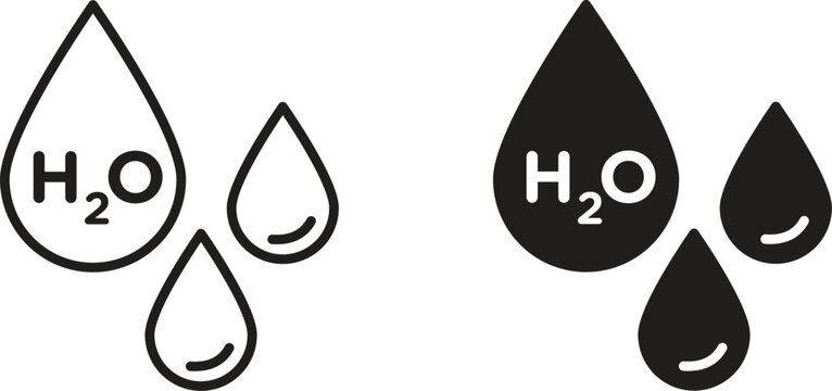 H2o icon collection. Minimal icon and symbol