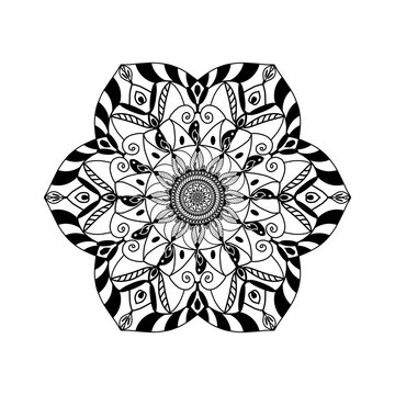 Detailed Circular Mandala Pattern with Floral Elements