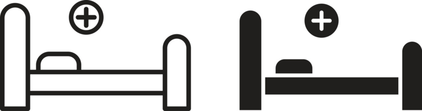 Hospital bed icon collection. Minimal icon and symbol
